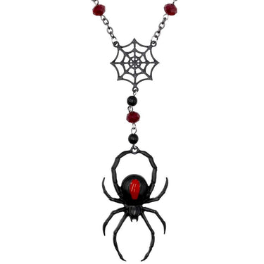 Black Widow Spider Rosary Charm Necklace - Kreepsville